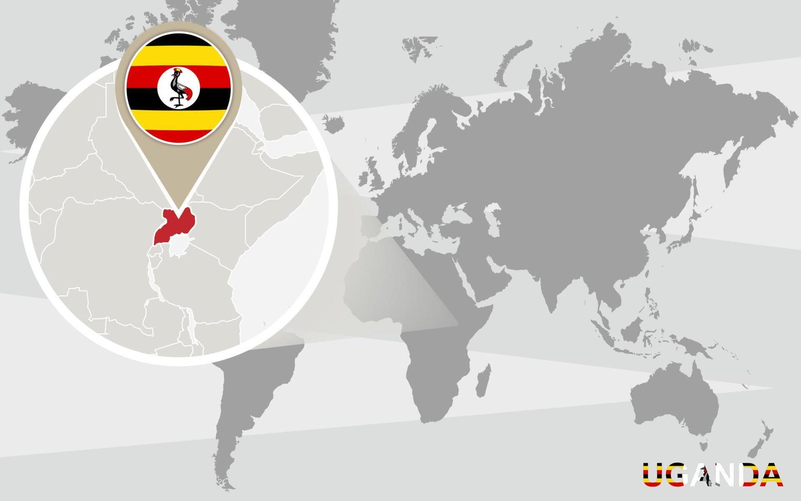 världskarta med förstorat uganda vektor