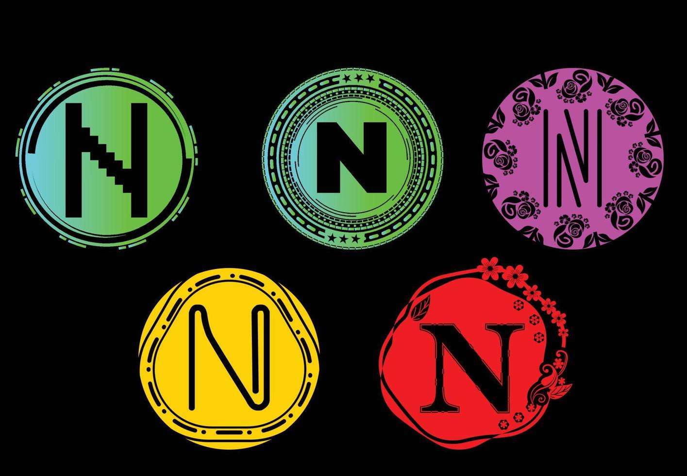 n Brief neues Logo und Icon-Design-Vorlagenbündel vektor