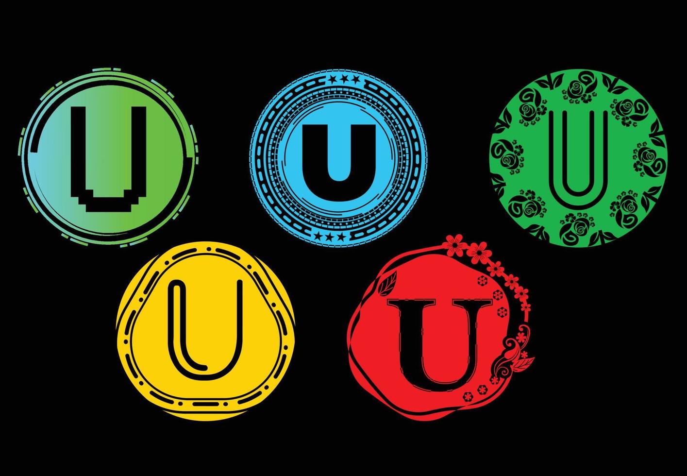 u letter ny logotyp och ikon designmall bunt vektor