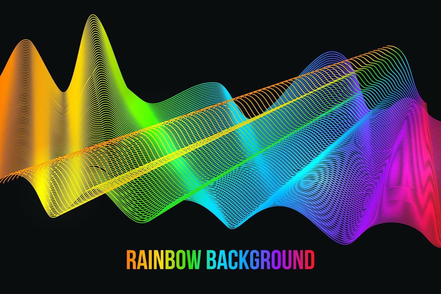 färgglada ljusa vågiga linjer på en mörk bakgrund. abstrakt regnbåge våg bakgrund. lätt att redigera designmall för dina konstverk. vektor