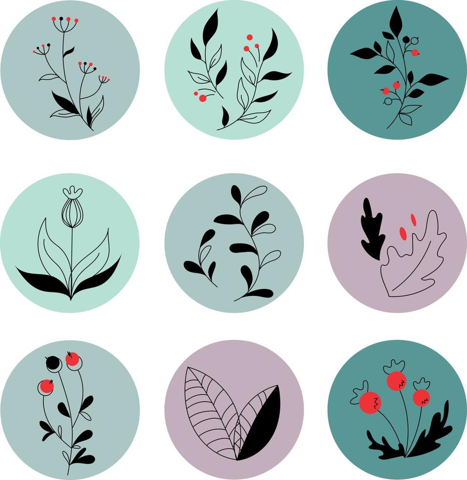 uppsättning logotyp med växter vektor