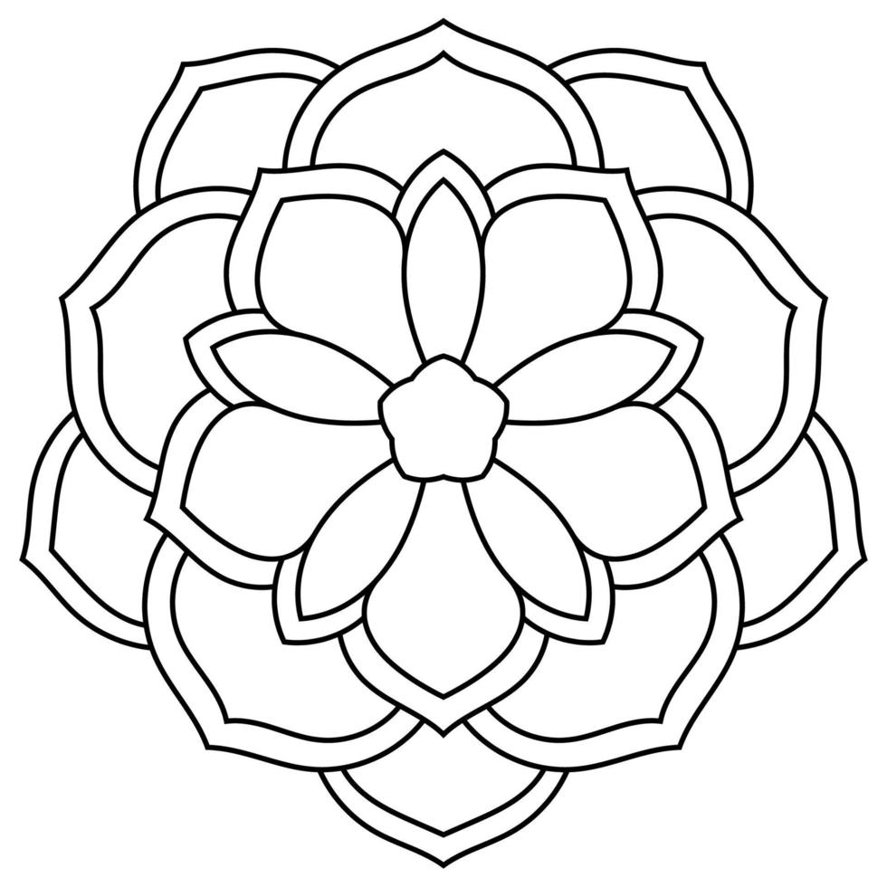 kontur mandala. dekorativa runda doodle blomma isolerad på vit bakgrund. geometrisk cirkel element. vektor
