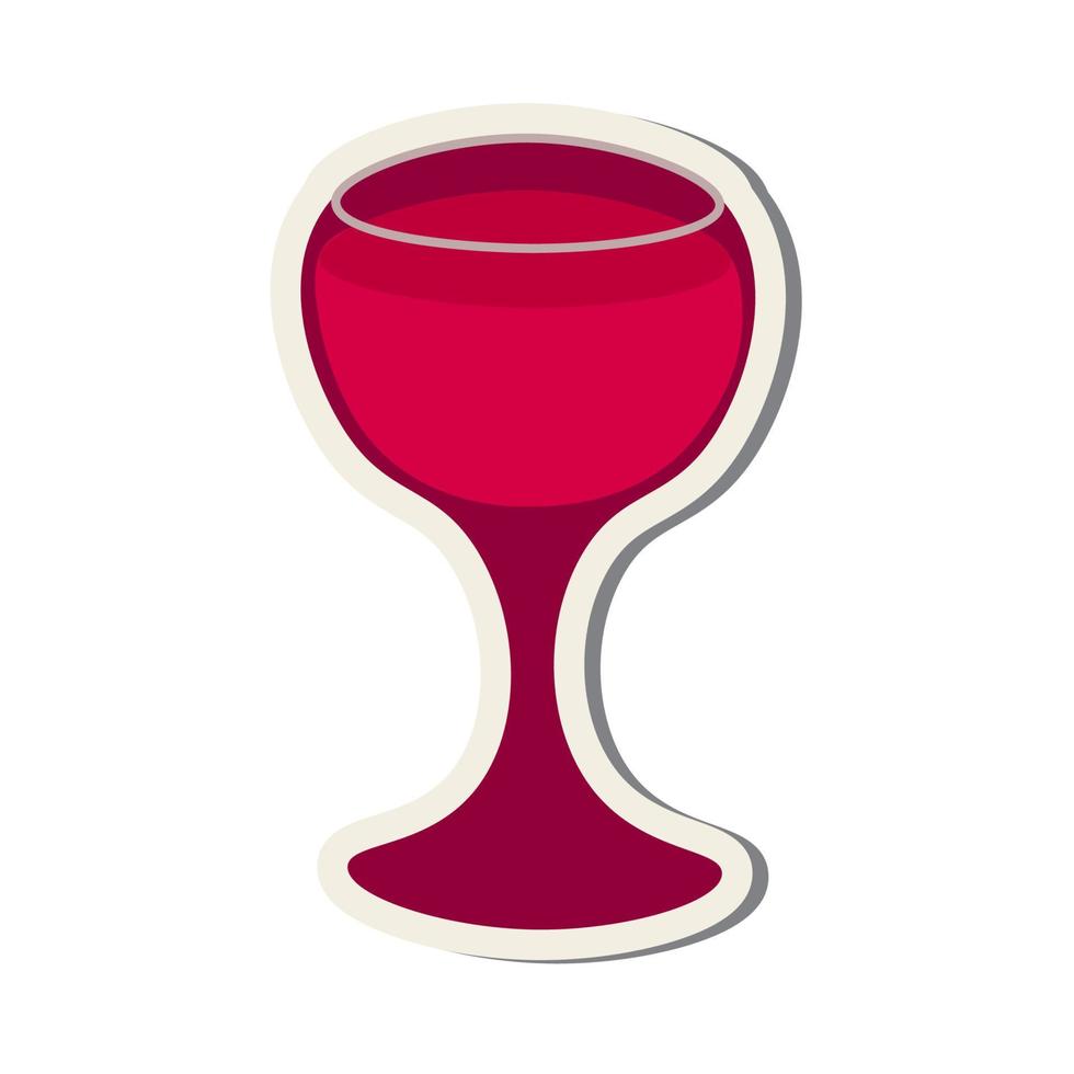 Rotwein in einem Glas isoliert auf weißem Hintergrund. Aufkleber. vektor