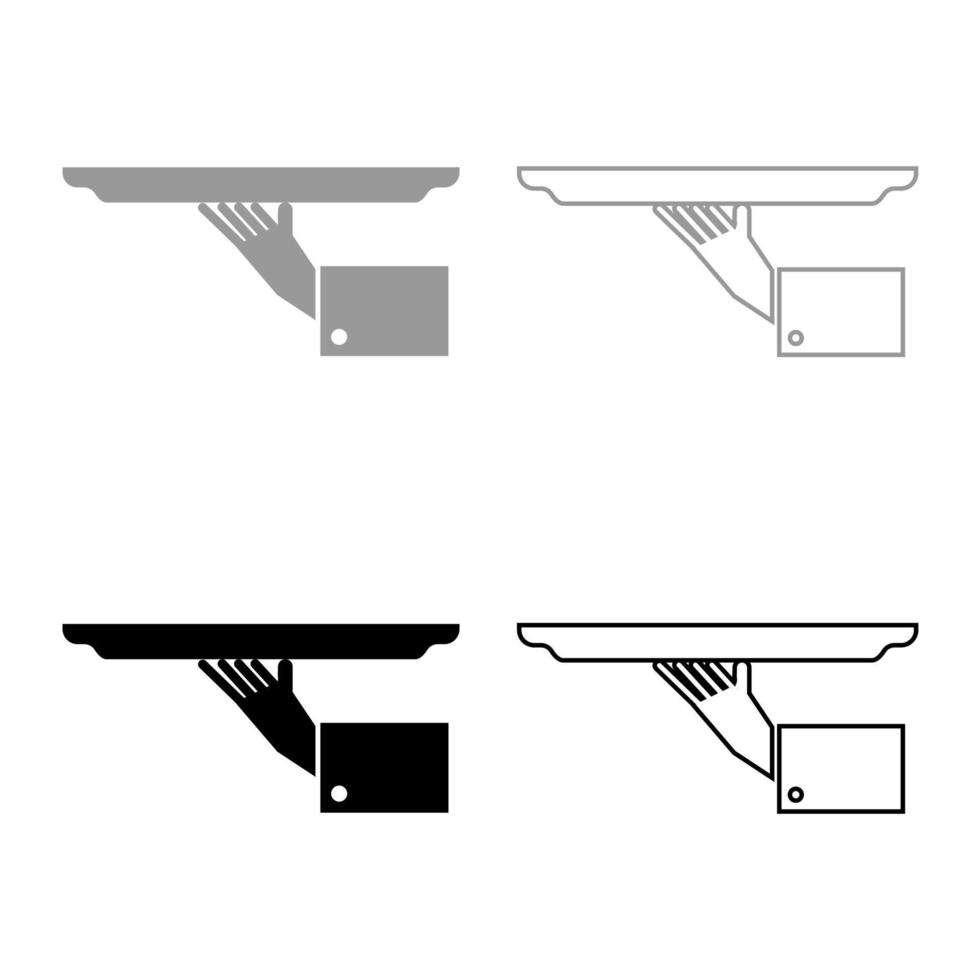 Hand mit Tray-Icon-Set graue schwarze Farbe vektor