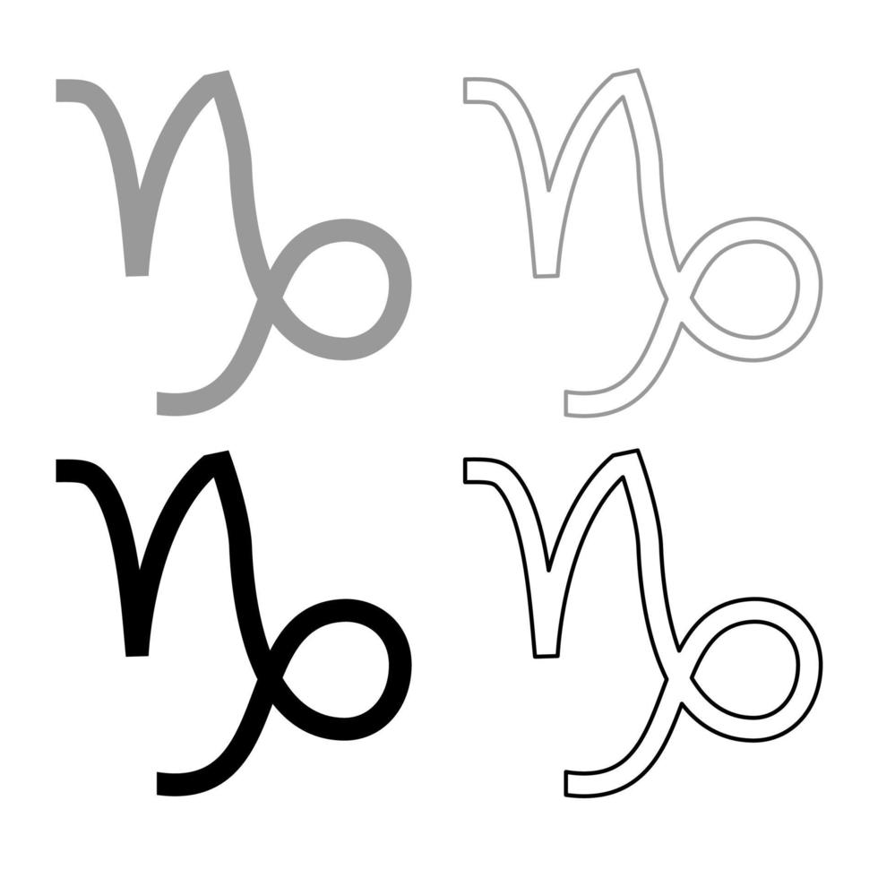 steinbock symbol tierkreis symbol umriss set grau schwarz farbe vektor