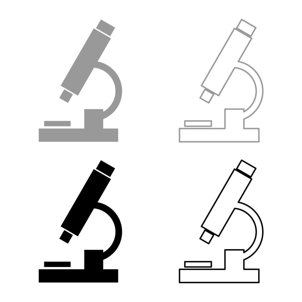 Mikroskop-Icon-Set graue schwarze Farbe vektor