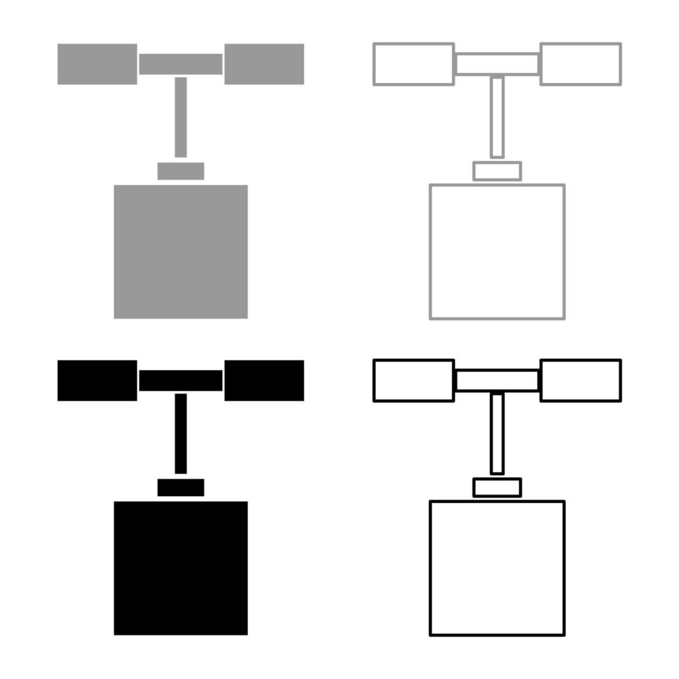 detonator ikonuppsättning grå svart färg vektor