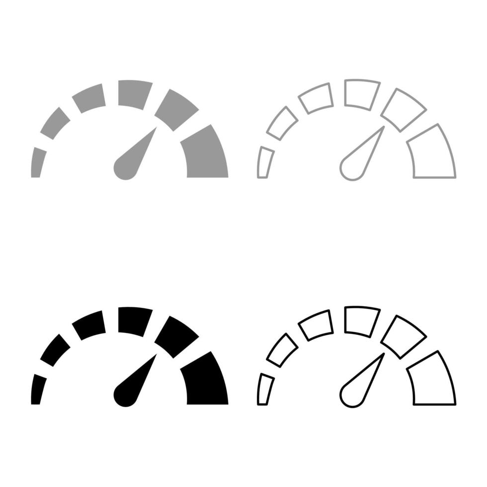 Tachometer-Icon-Set graue schwarze Farbe vektor