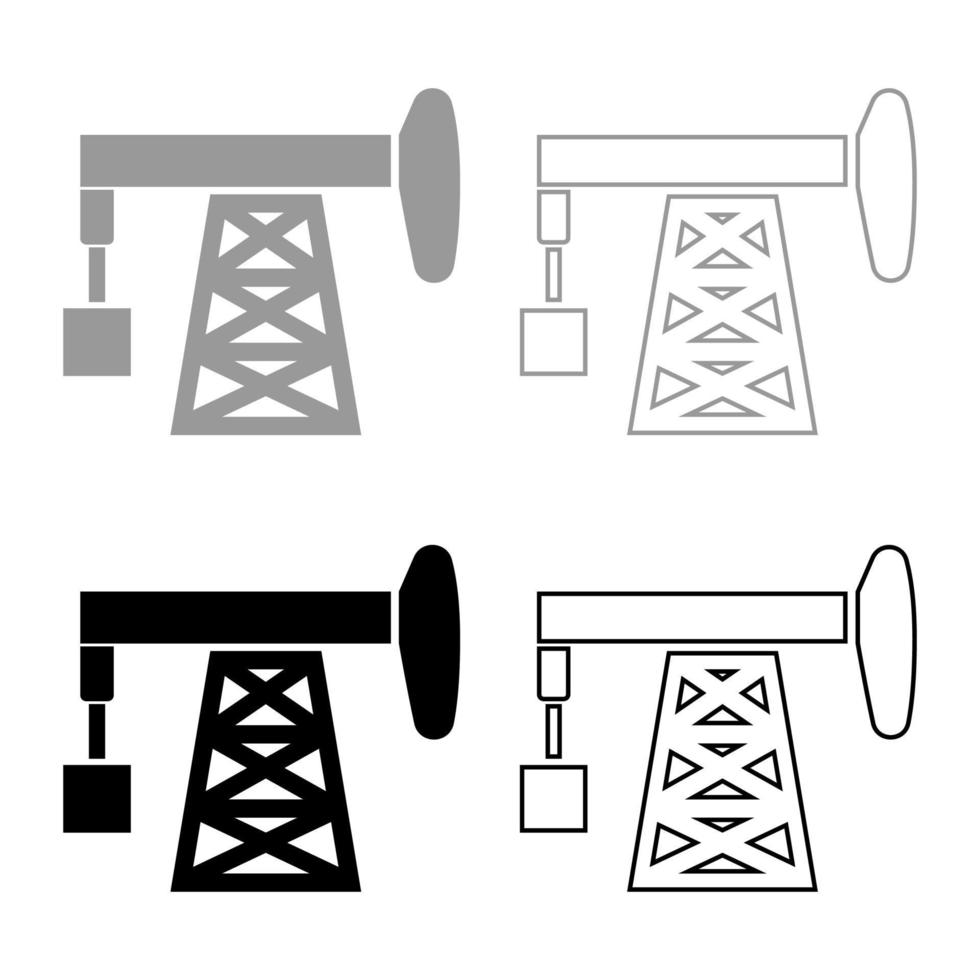 petroleumpump ikonuppsättning grå svart färg vektor