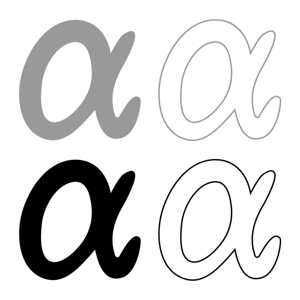 symbol alfa ikonuppsättning grå svart färg vektor