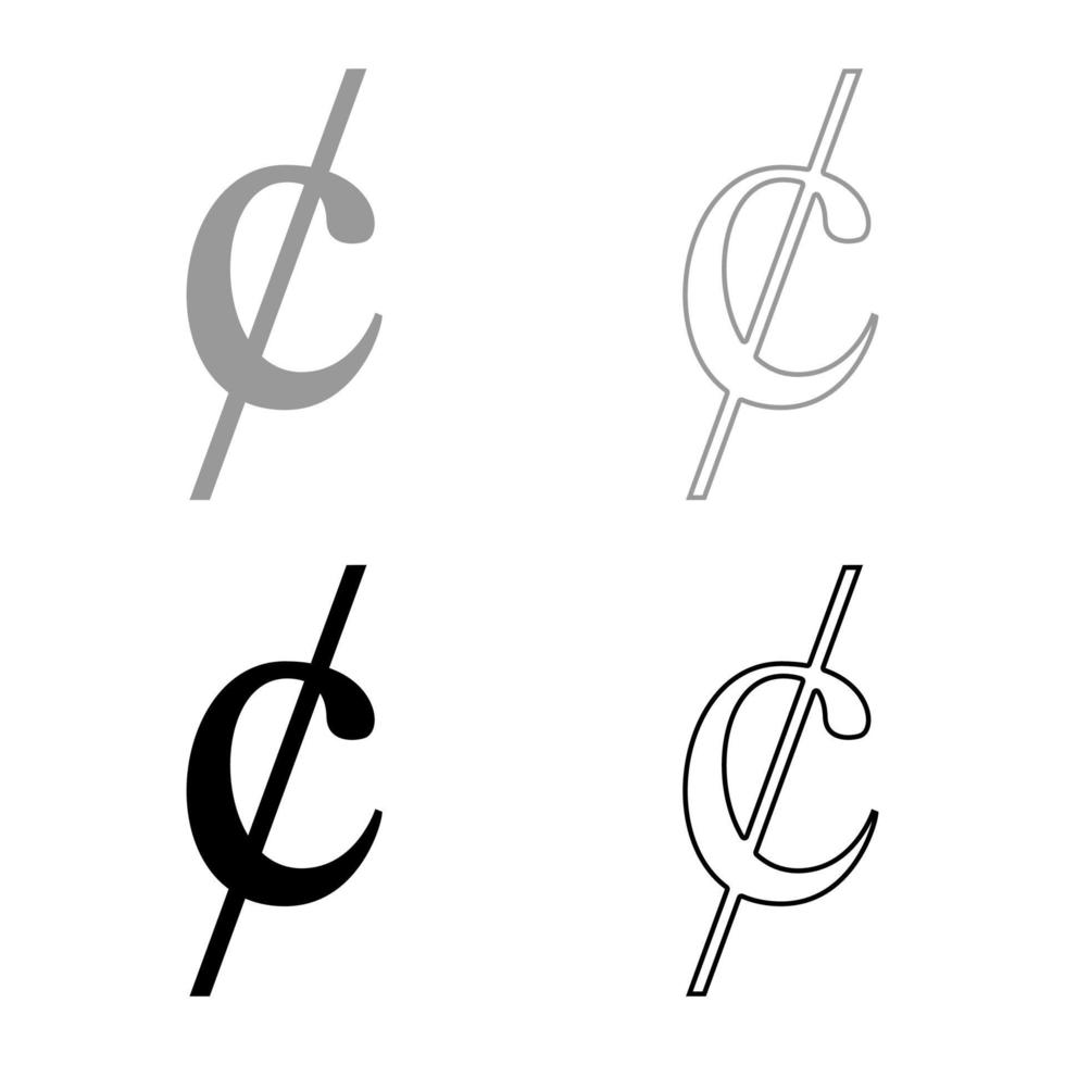 cent symbol tecken dollor pengar ikonuppsättning svart grå färg vektor illustration platt stil bild