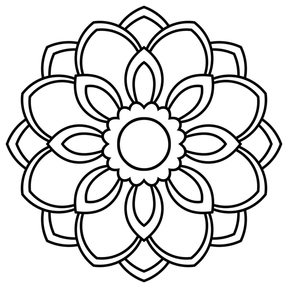 dekorativa runda doodle blomma isolerad på vit bakgrund. svart kontur mandala. geometrisk cirkel element. vektor