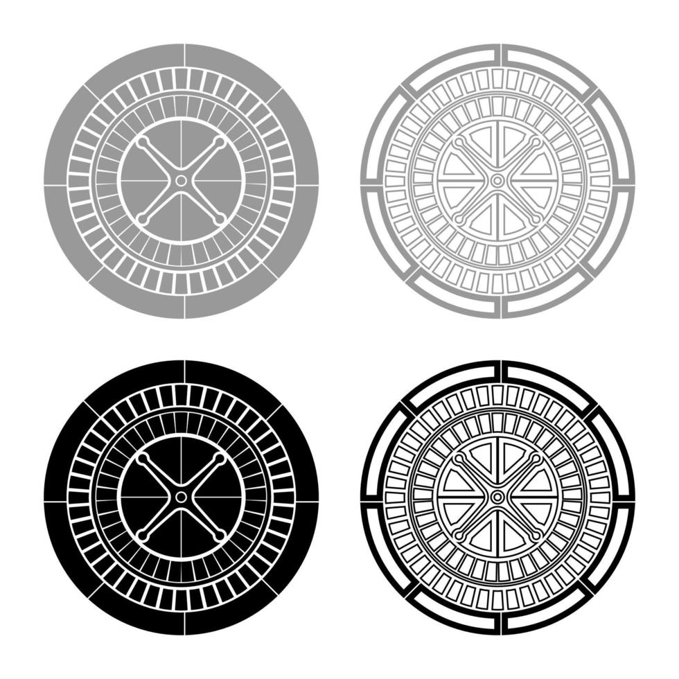 Roulette-Icon-Set graue schwarze Farbe vektor