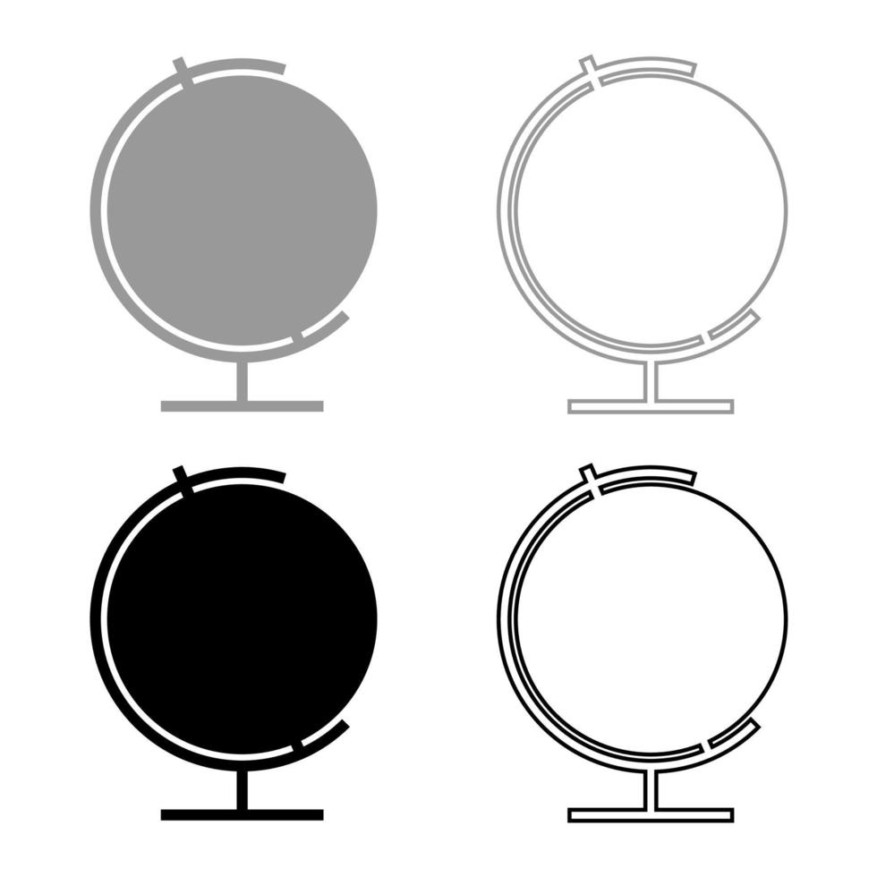 globe ikonuppsättning grå svart färg vektor