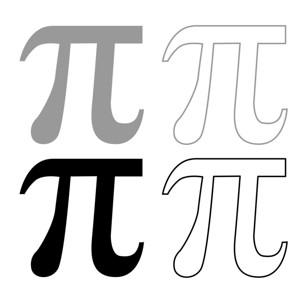 symbol pi icon outline set grau schwarz farbe vektor