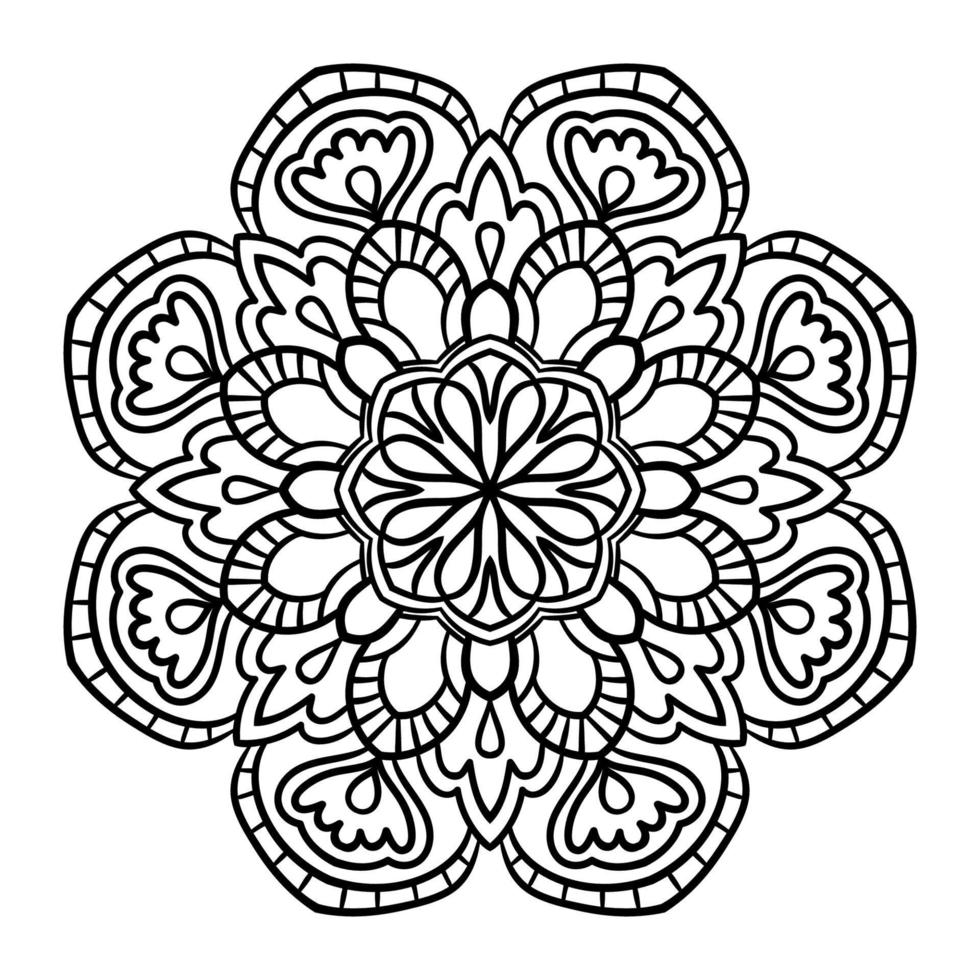 kontur mandala. dekorativa runda doodle blomma isolerad på vit bakgrund. geometrisk cirkel element. vektor