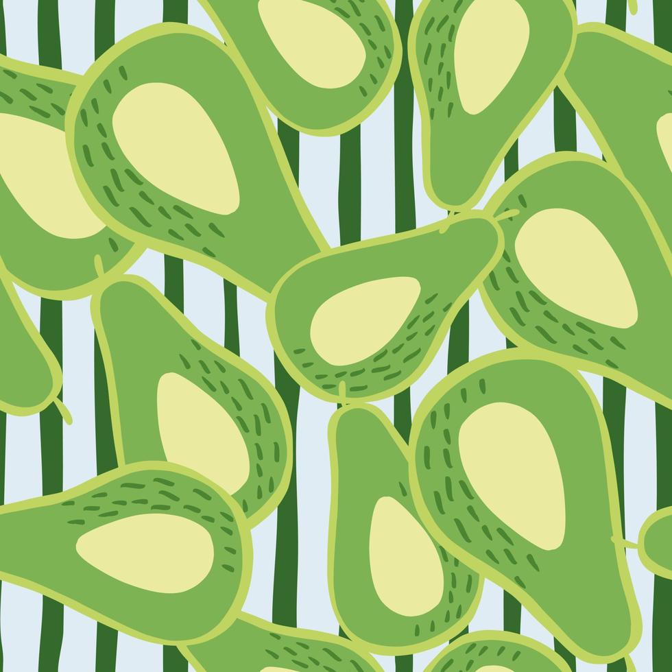 Doodle Avocado Musterdesign. hand gezeichneter botanischer hintergrund. vektor