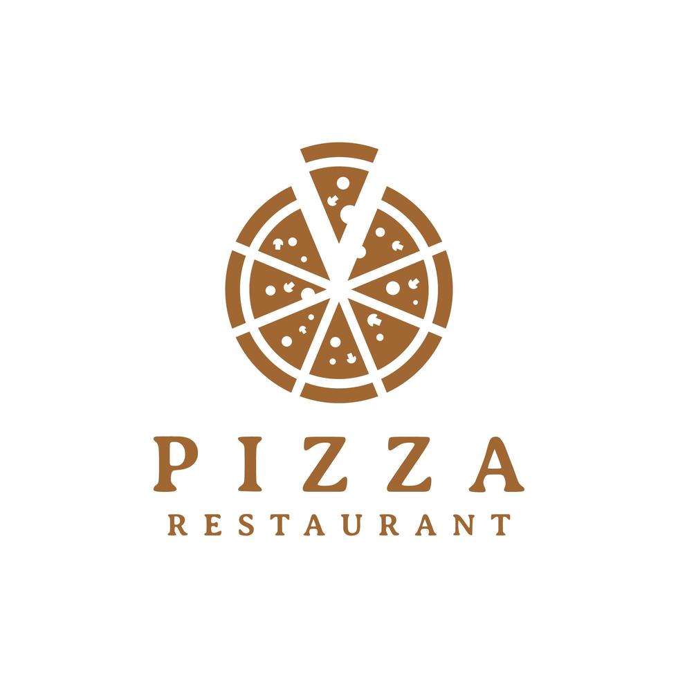 pizza skiva logotyp design vektor