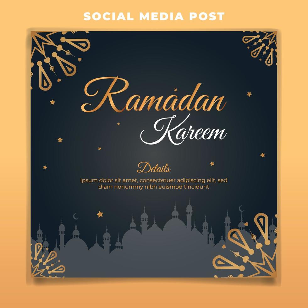 skriv ut ramadan kareem inläggsmall för sociala medier vektor