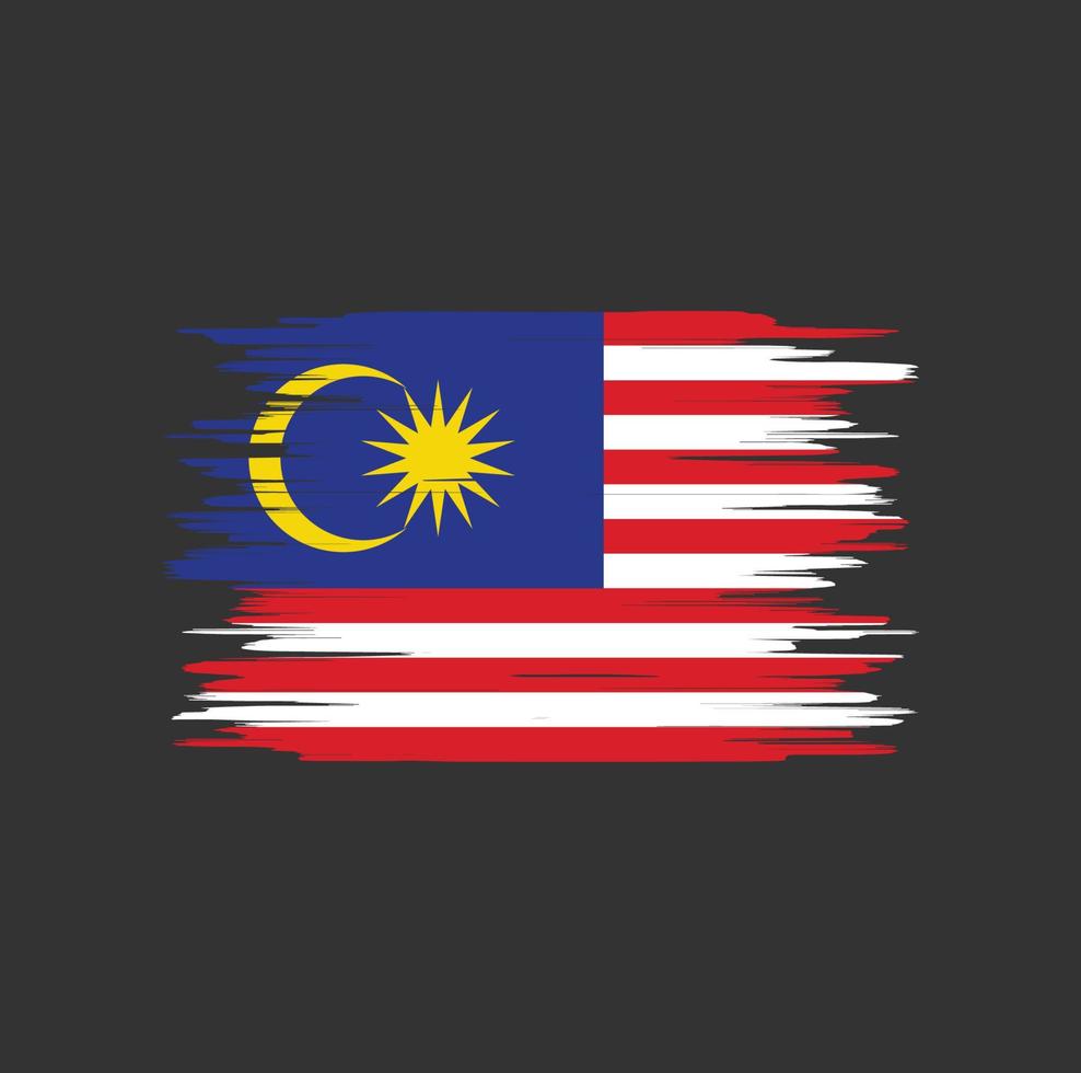 Pinselstrich mit malaysischer Flagge, Nationalflagge vektor