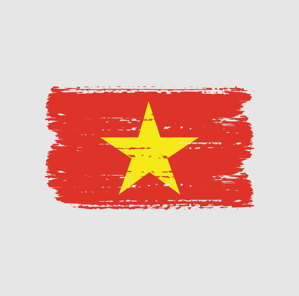 flagga av vietnam med borste stil vektor
