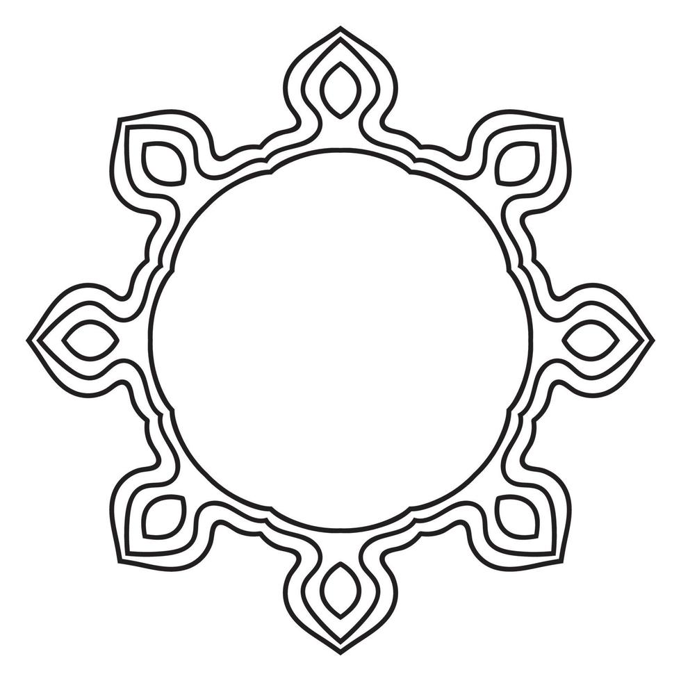 abstrakt doodle lockigt tunn linje rund ram isolerad på vit bakgrund. mandala gräns. vektor