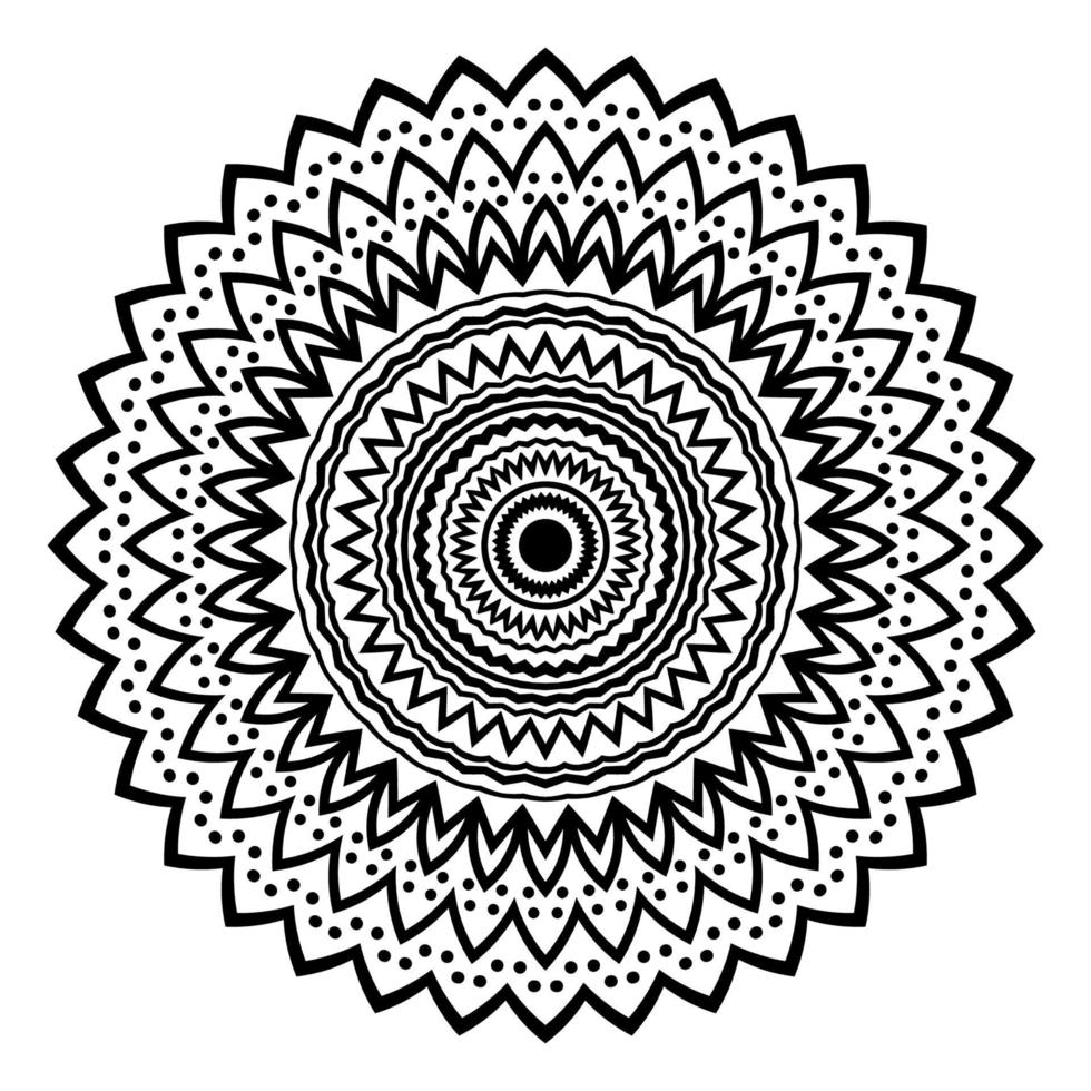 mandala isolerad på vit bakgrund. dekorativ svart rund doodle blomma isolerad på vit bakgrund. svart kontur mandala. geometrisk cirkel element. vektor