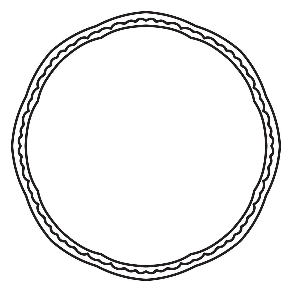 abstrakt doodle lockigt tunn linje rund ram isolerad på vit bakgrund. mandala gräns. vektor