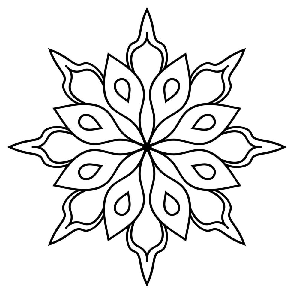 kontur mandala. dekorativa runda doodle blomma isolerad på vit bakgrund. geometrisk cirkel element. vektor