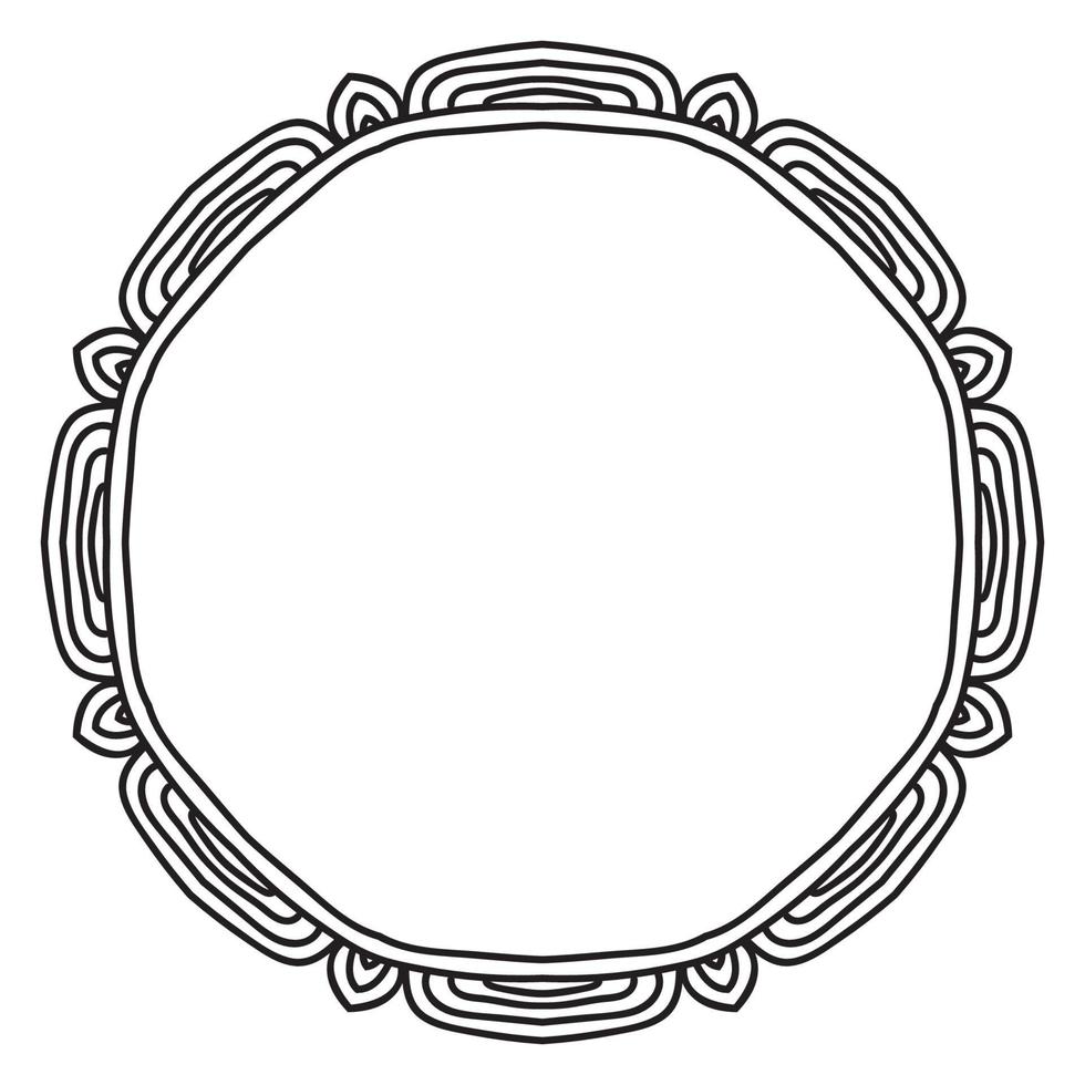 abstrakt doodle lockigt tunn linje rund ram isolerad på vit bakgrund. mandala gräns. vektor