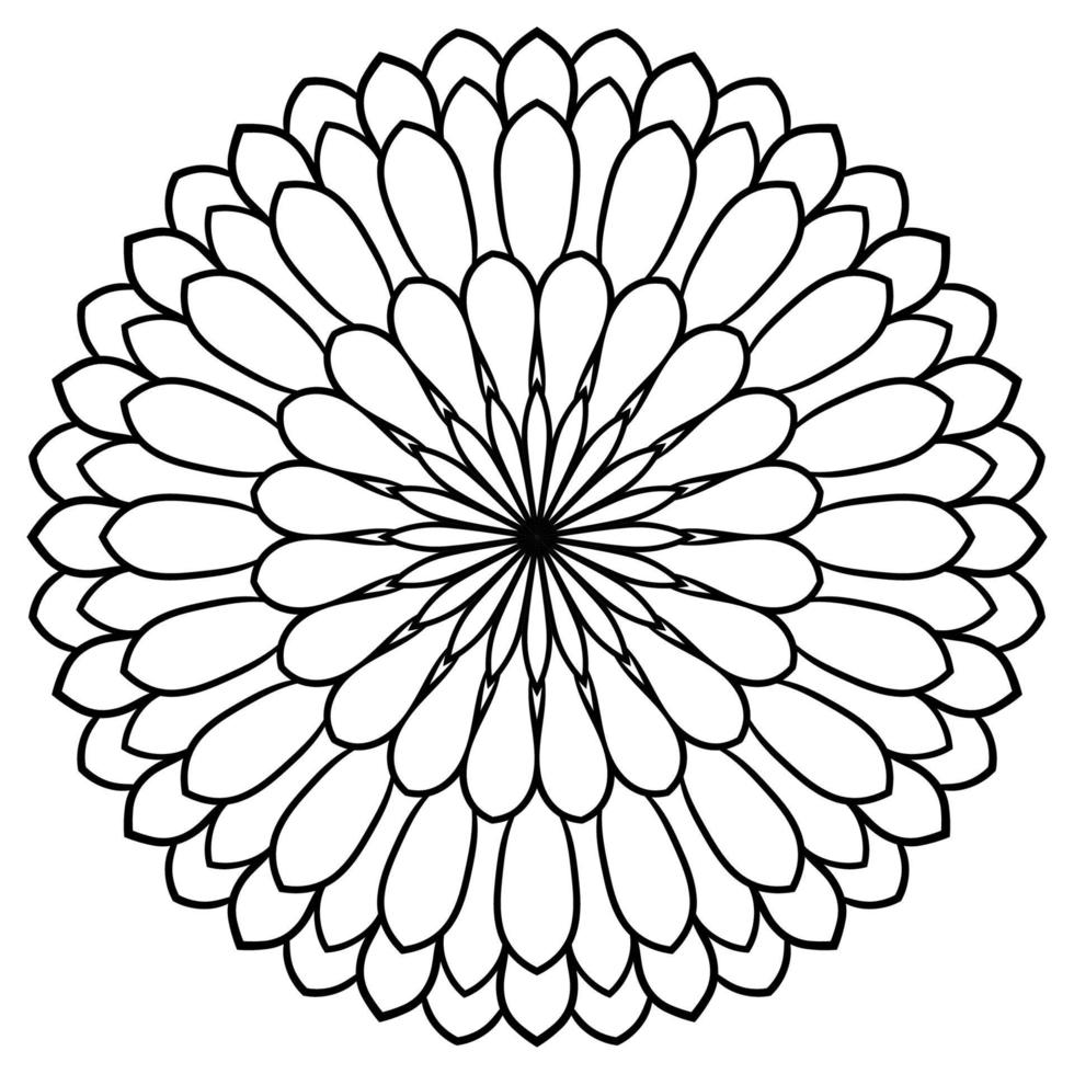 kontur mandala. dekorativa runda doodle blomma isolerad på vit bakgrund. geometrisk cirkel element. vektor