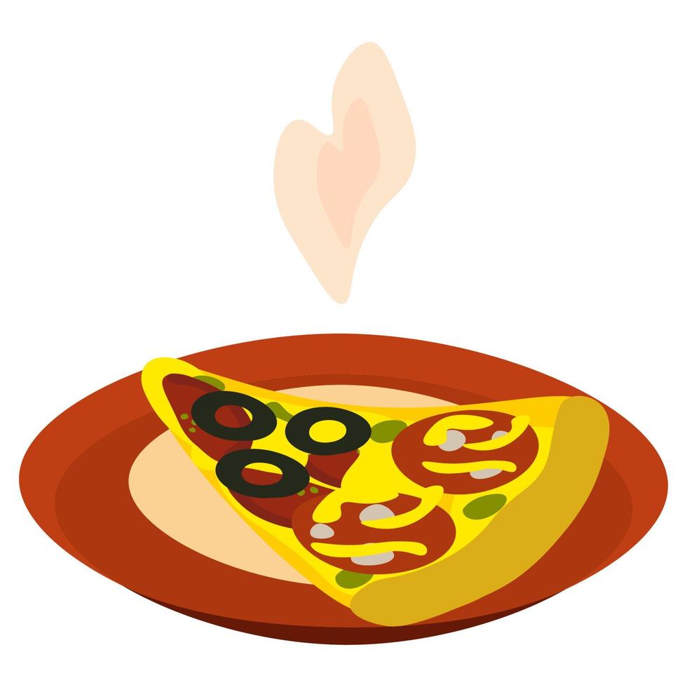 Cartoon Stück Pizza auf dem Teller vektor