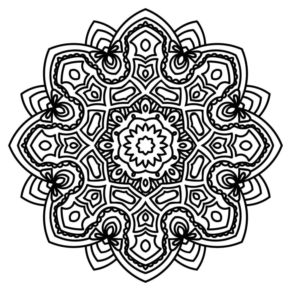 svart kontur blomma mandala. vintage dekorativa element. dekorativa runda doodle blomma isolerad på vit bakgrund. geometrisk cirkel element. vektor