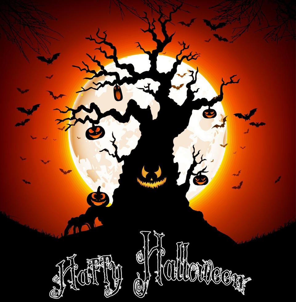 Halloween-Hintergrund auf dem Vollmond vektor