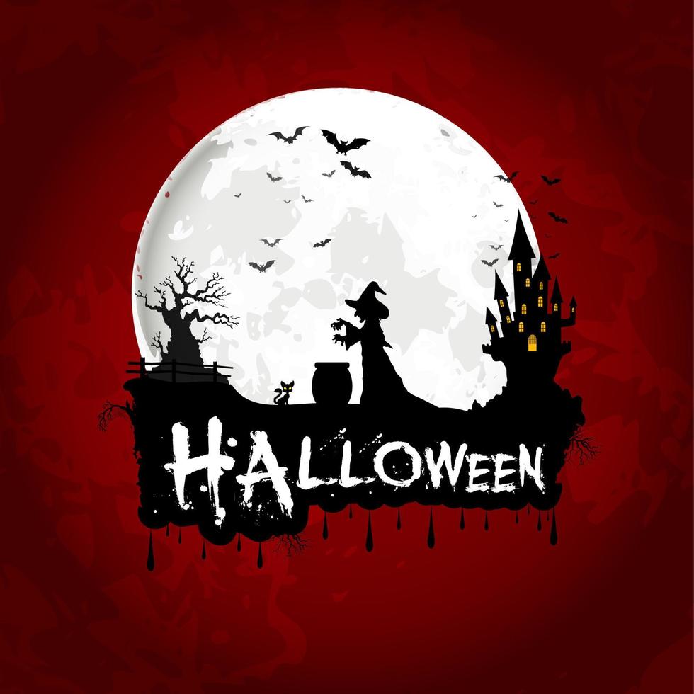 Halloween-Hintergrundplakat bei Vollmond vektor