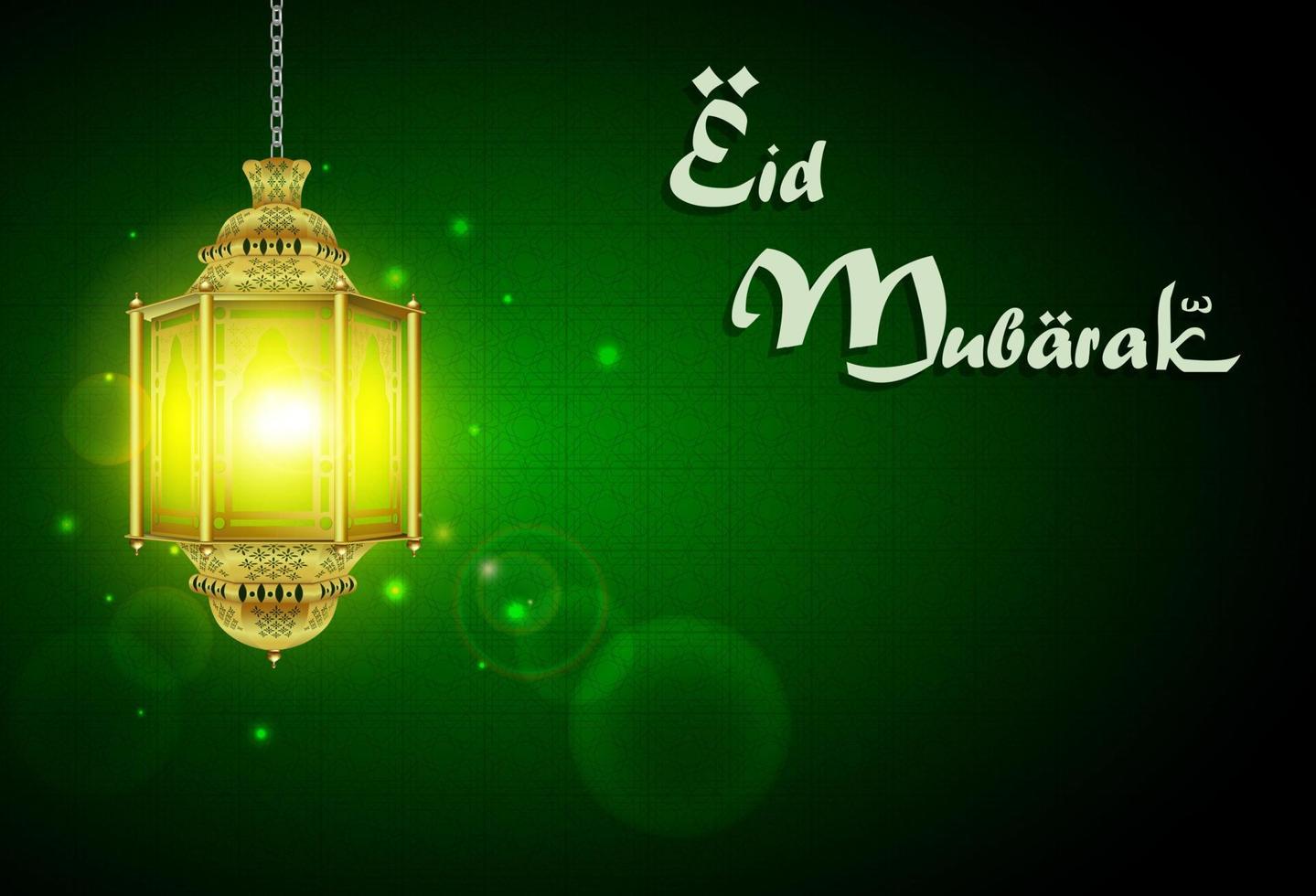 Eid Mubarak mit beleuchteter Lampe vektor