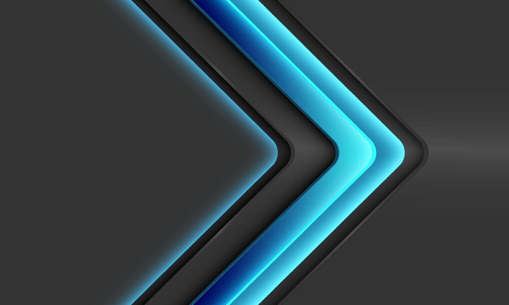 abstrakte blaue Neonlichtpfeilrichtung geometrisch auf grauem metallischem Leerzeichendesign moderner futuristischer Hintergrundvektor vektor