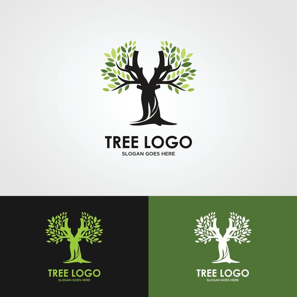 Vorlage Logo Twistree. sebuah illustrasi dari dua batang memutar satu sama lain dalam helix. Vektorillustration pohon alam. vektor
