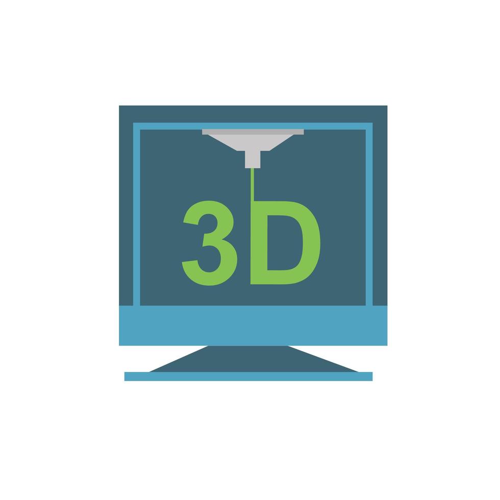 3D-Drucker im flachen Cartoon-Stil isoliert auf weißem Hintergrund. vektor
