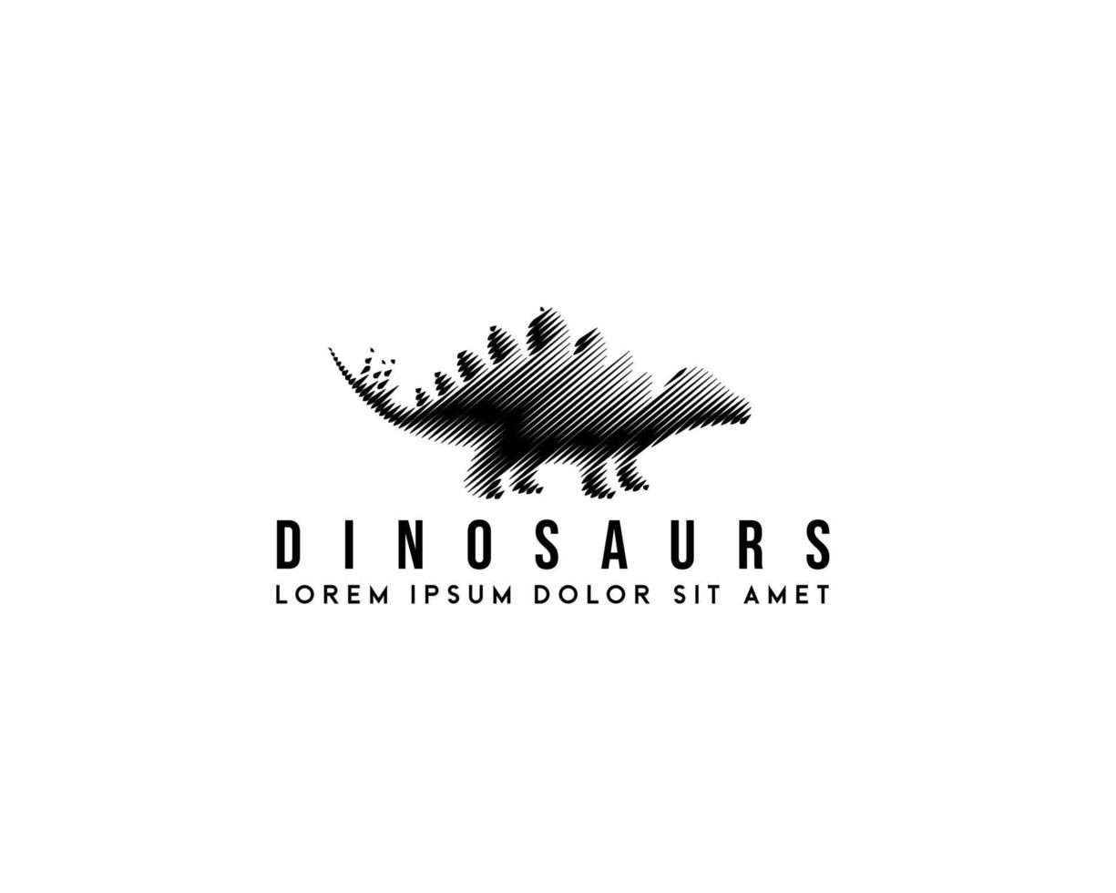 dinosaurielogotyp. dinosaurie siluett. dinosaurielogotyp i halvton vektor