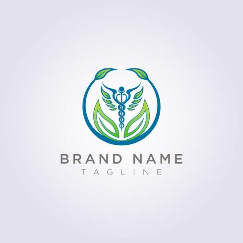 Skapa en logotyp med en kombination av cirklar, blad och hälsosymboler för ditt företag eller varumärke vektor