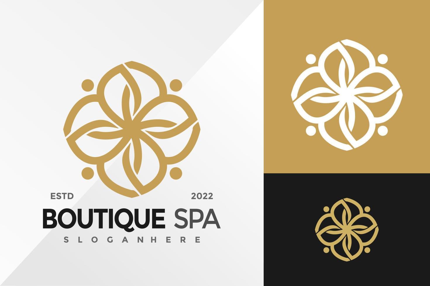 Boutique-Blumen-Spa-Logo-Design-Vektor-Illustrationsvorlage vektor