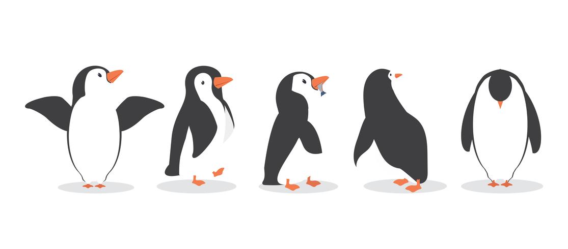 Pinguin-Figuren in verschiedenen Posen gesetzt vektor