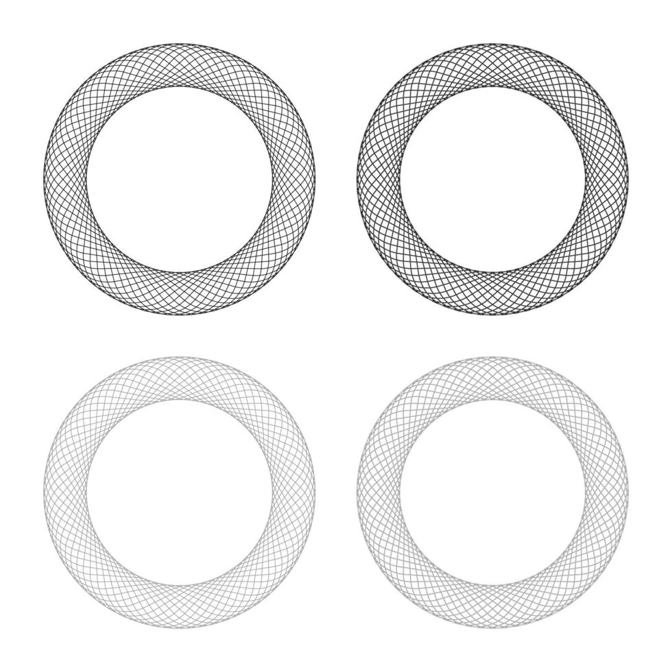 spirograph element tomt i mitten abstrakt koncentrisk symbol ikon disposition uppsättning svart grå färg vektor illustration platt stil bild