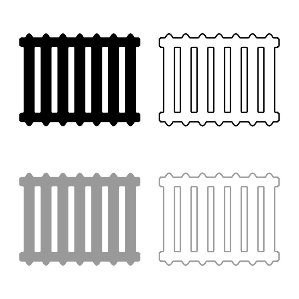 gjutjärn batteri värme radiator ikon disposition uppsättning svart grå färg vektor illustration platt stil bild