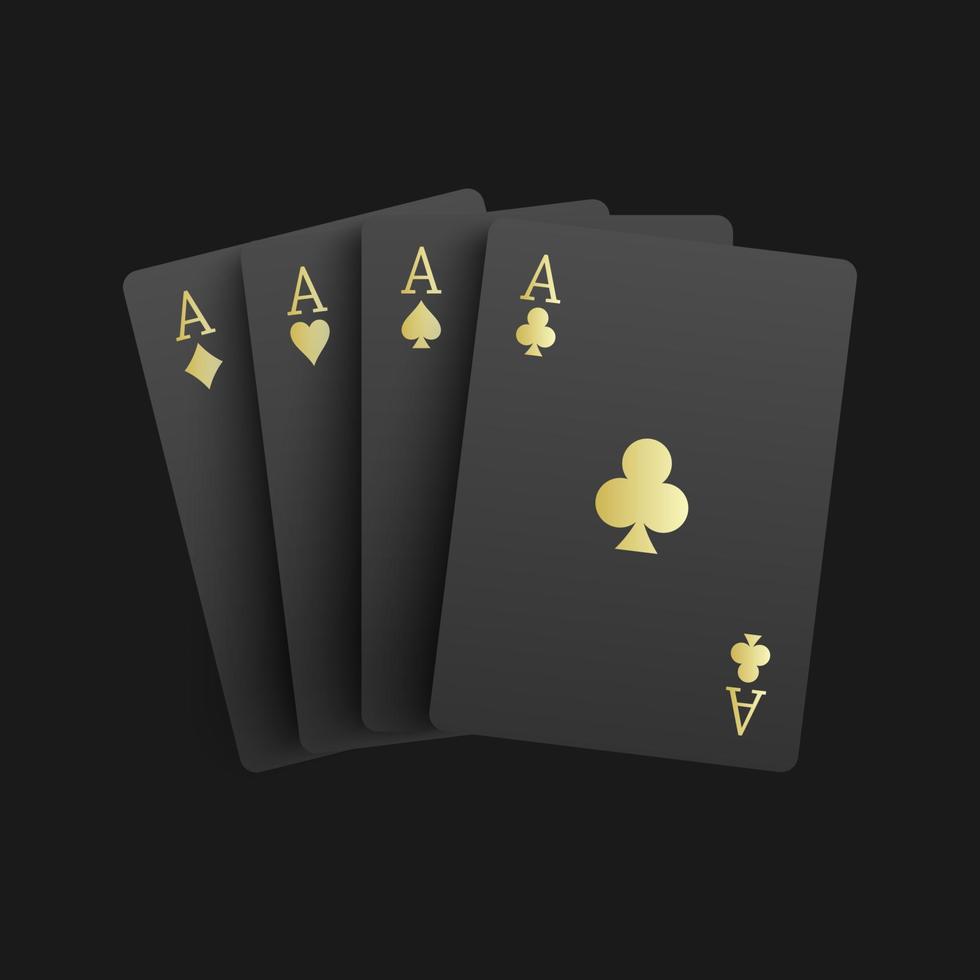 schwarze Pokerkarte mit vier Assen, Vektorillustration vektor