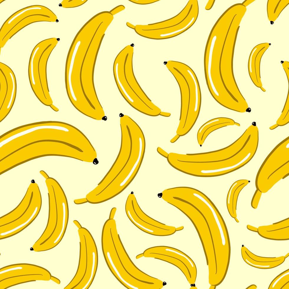 hand gezeichnetes nahtloses muster der bananen gemacht im niedlichen stil vektor