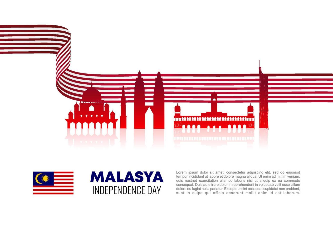 Malaysias självständighetsdag firar den 31 augusti. vektor
