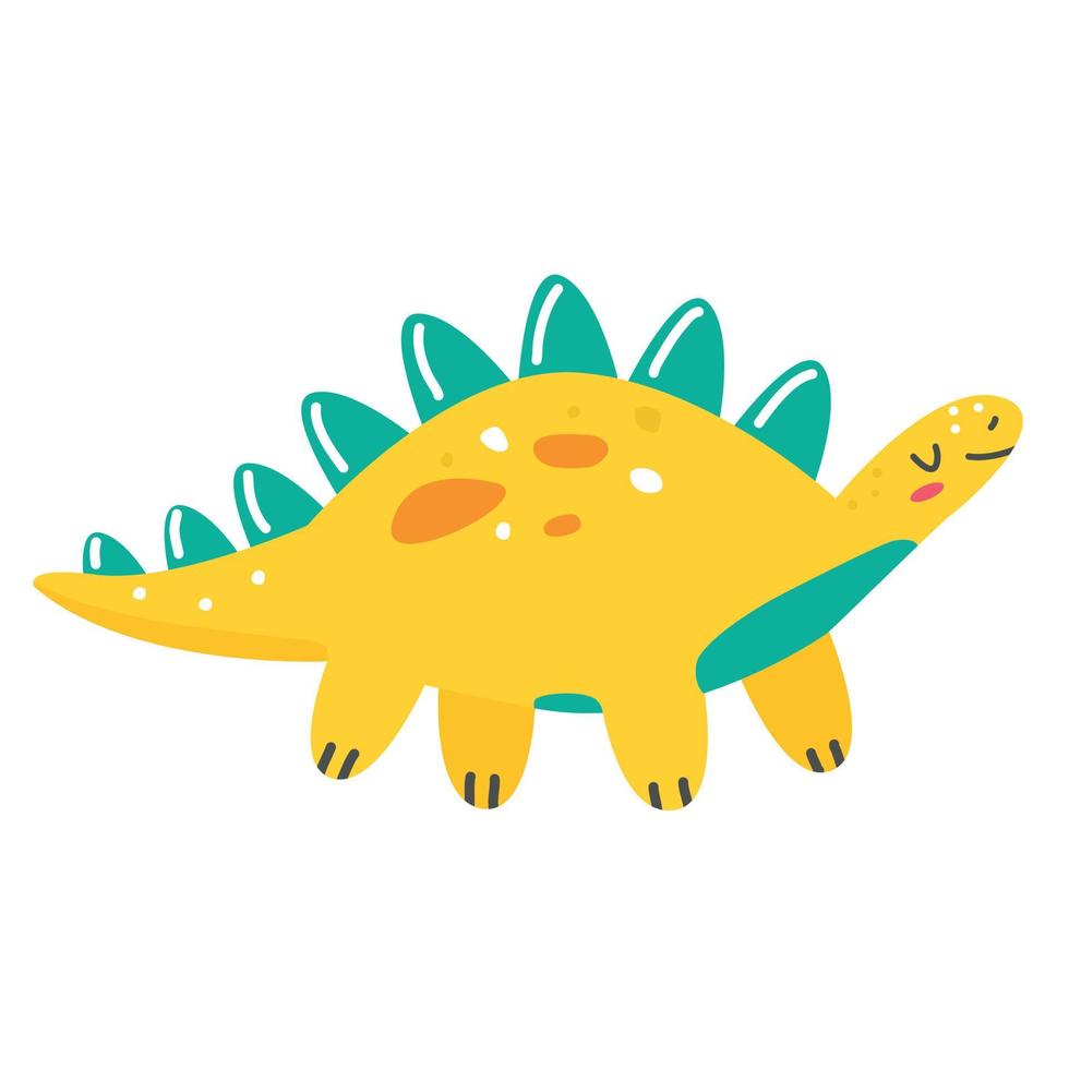 gelber süßer dinosaurier stegosaurus im cartoon-stil. charakter tier kinder illustration. Vektor-Illustration isoliert auf weißem Hintergrund. vektor