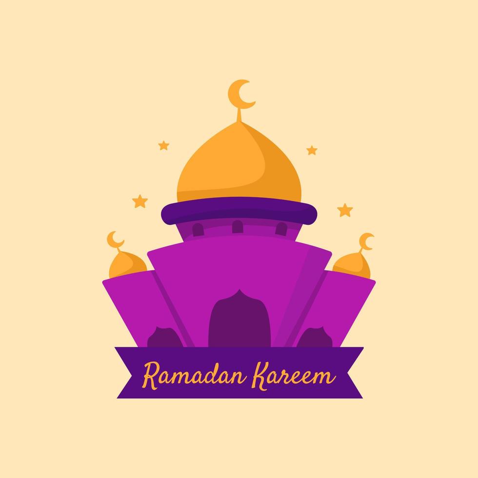 ramadan kareem illustration mit stern- und moscheekonzept. Cartoon-Stil im flachen Design vektor